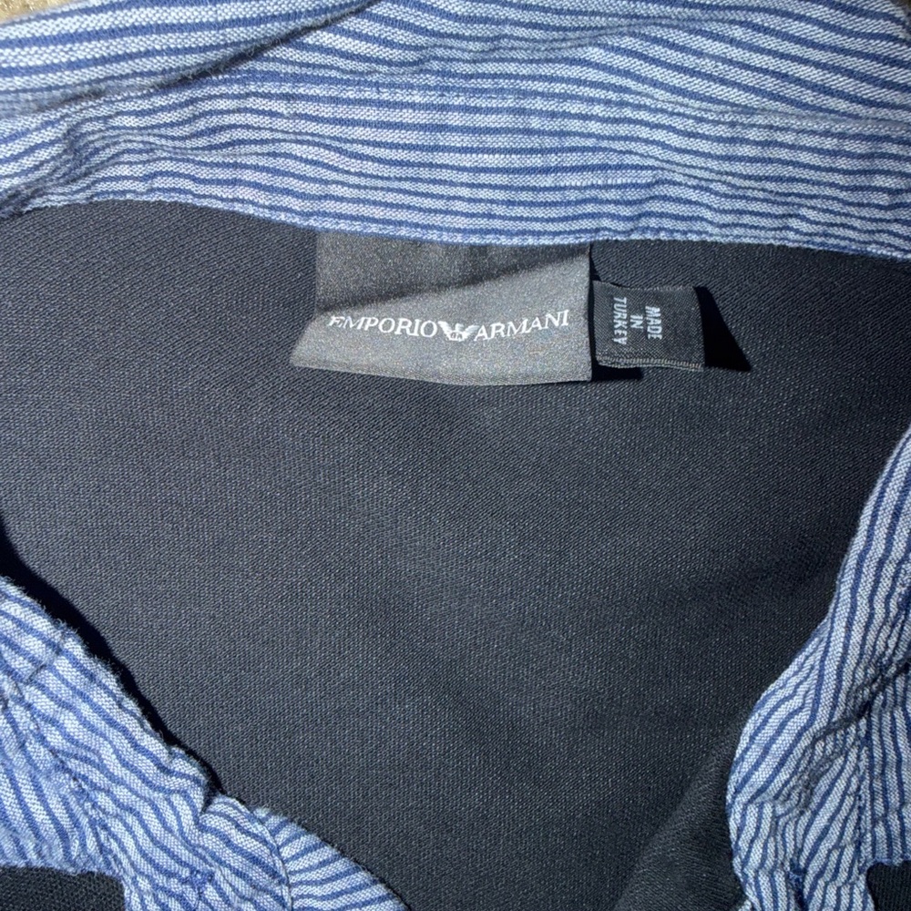 Emporio Armani Navy and Blue Striped Shirt